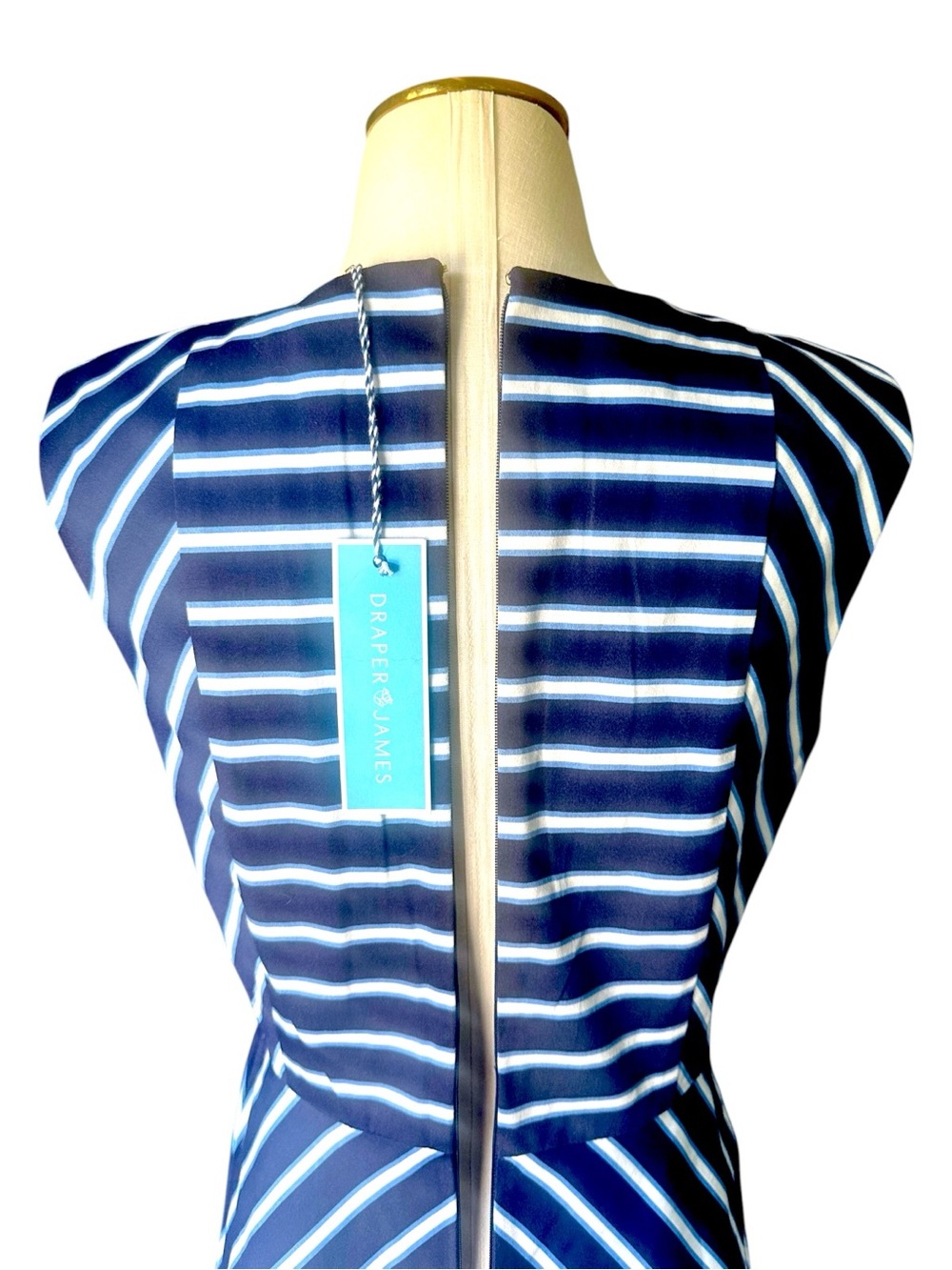NWT Draper James Navy and White Striped V-Neck Mini Dress - Picture 6 of 10